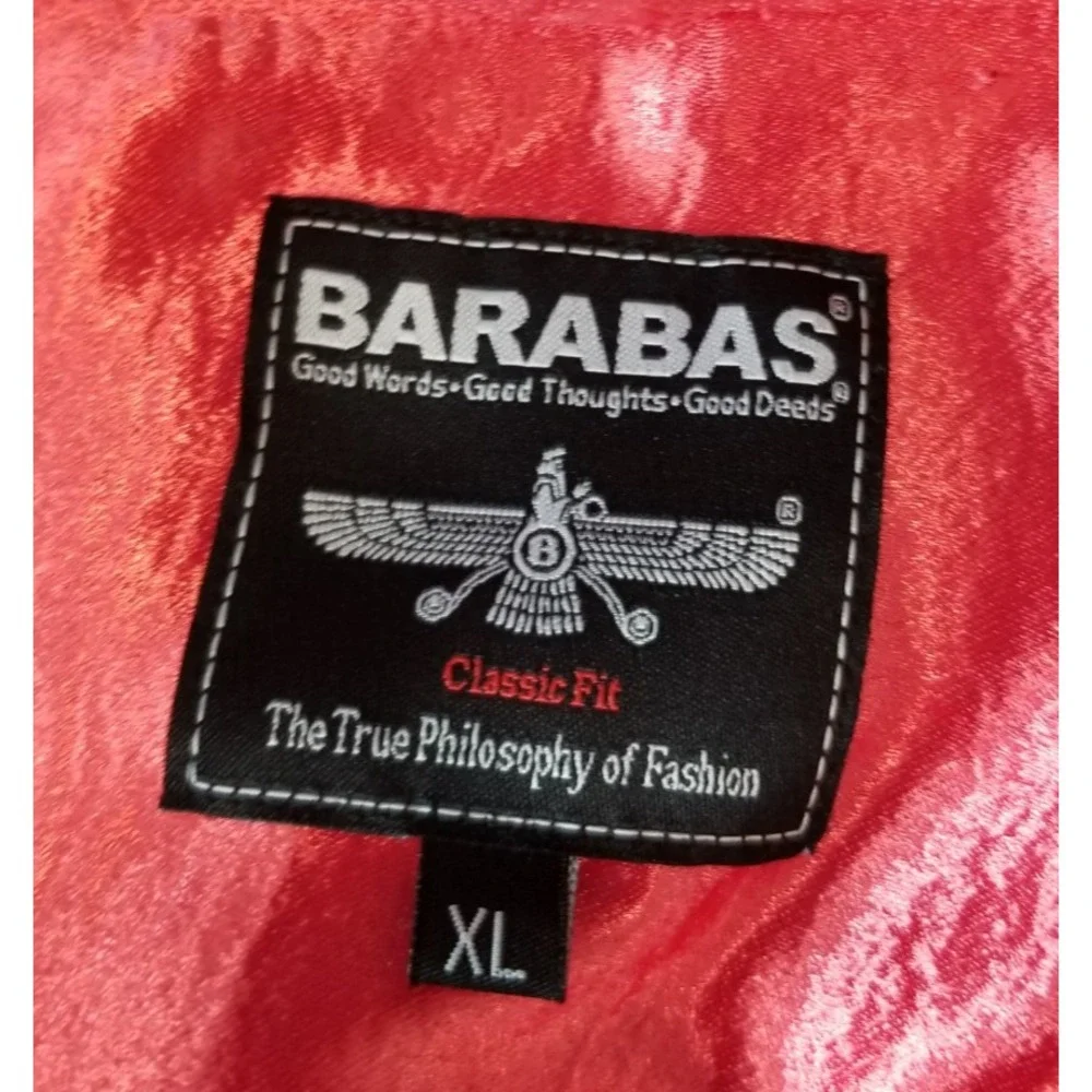 Barabas Metallic Coral Long Sleeve Button Up Shirt Mens XL Retro Club Party NWOT